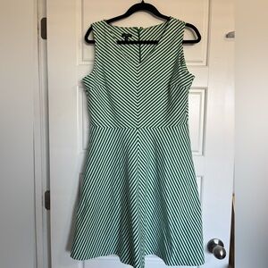 Talbots Green and White Chevron Midi Dress